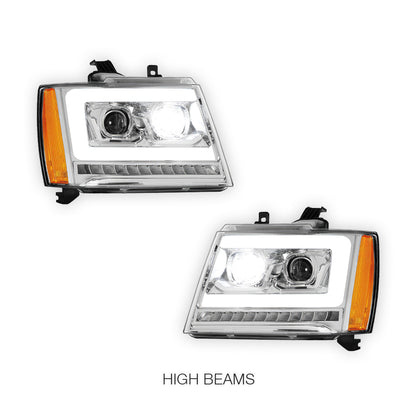 Chevrolet Avalanche LS / LT / LTZ (2007 - 2013) LED DRL Sequential Turn Signal Projector Headlights LH + RH