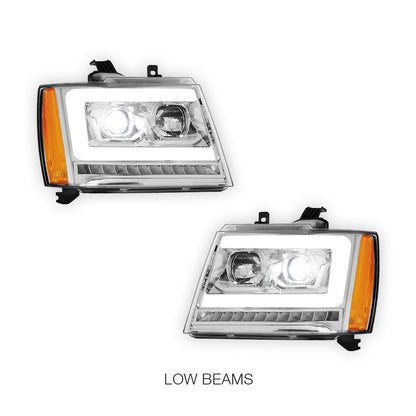 Chevrolet Avalanche LS / LT / LTZ (2007 - 2013) LED DRL Sequential Turn Signal Projector Headlights LH + RH