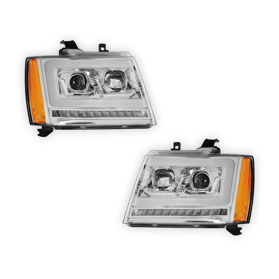 Chevrolet Avalanche LS / LT / LTZ (2007 - 2013) LED DRL Sequential Turn Signal Projector Headlights LH + RH