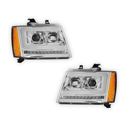Chevrolet Avalanche LS / LT / LTZ (2007 - 2013) LED DRL Sequential Turn Signal Projector Headlights LH + RH