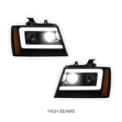Chevrolet Avalanche LS / LT / LTZ (2007 - 2013) LED DRL Sequential Turn Signal Projector Headlights LH + RH