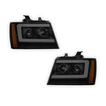 Chevrolet Avalanche LS / LT / LTZ (2007 - 2013) LED DRL Sequential Turn Signal Projector Headlights LH + RH