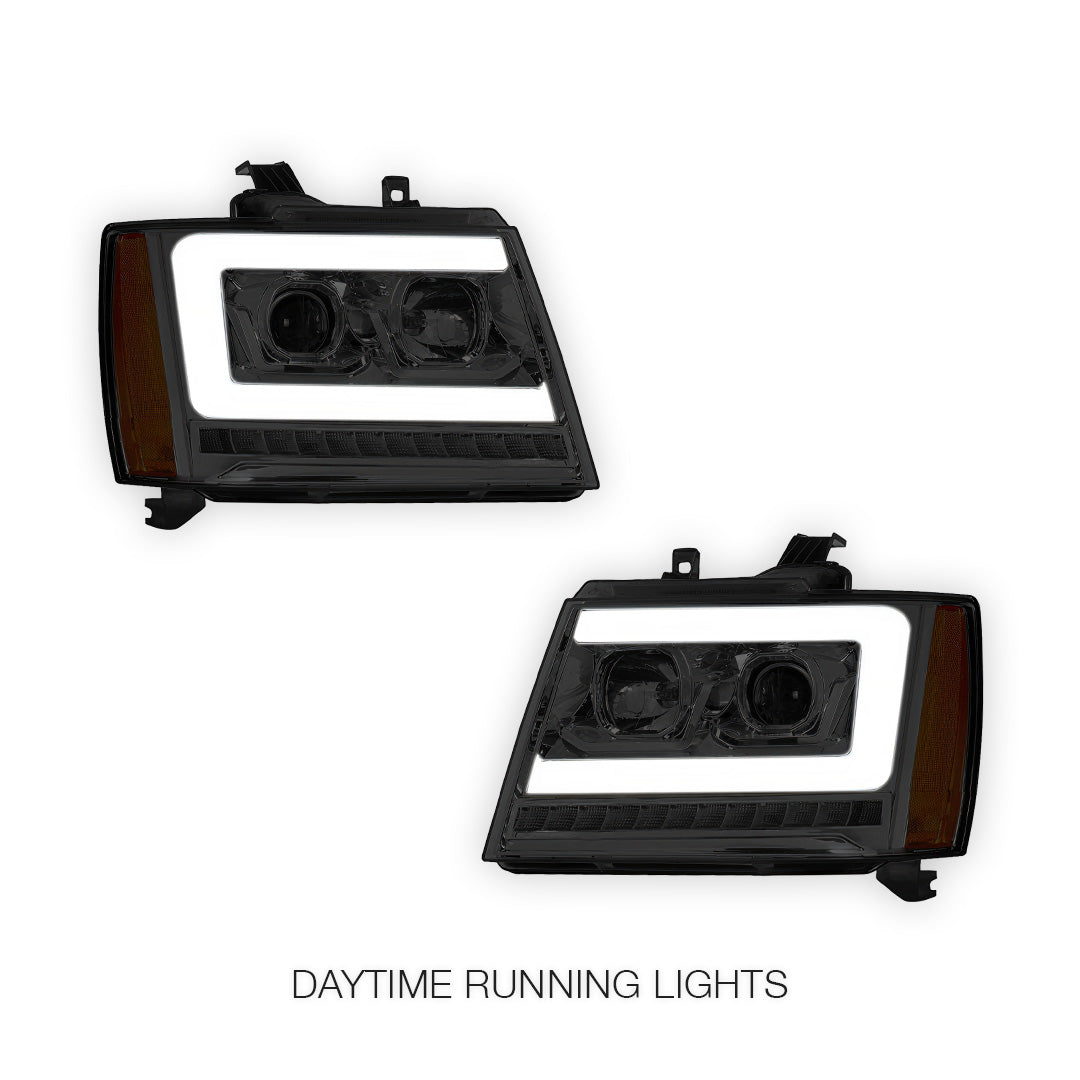 Chevrolet Avalanche LS / LT / LTZ (2007 - 2013) LED DRL Sequential Turn Signal Projector Headlights LH + RH