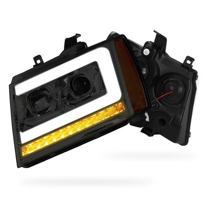 Chevrolet Avalanche LS / LT / LTZ (2007 - 2013) LED DRL Sequential Turn Signal Projector Headlights LH + RH