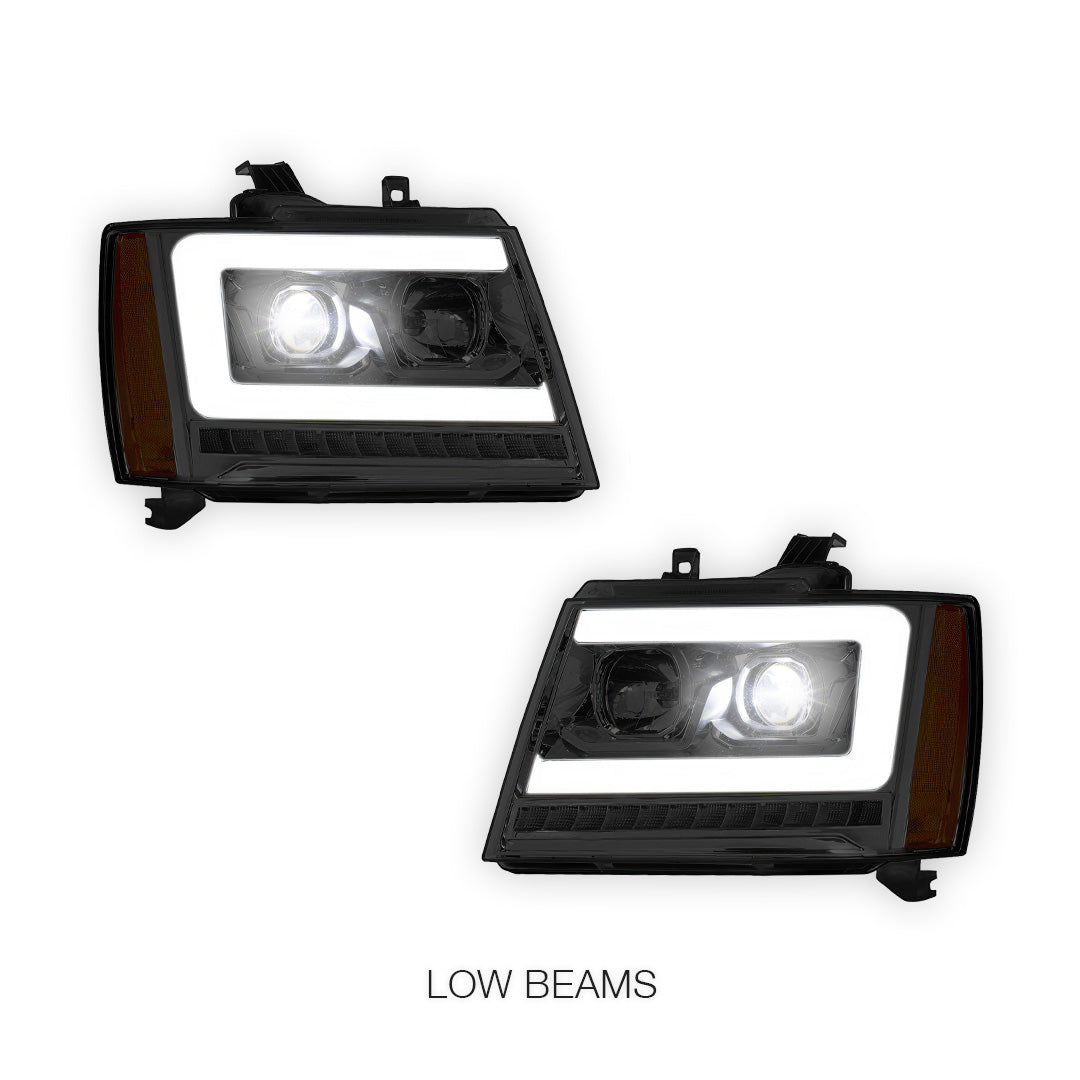 Chevrolet Avalanche LS / LT / LTZ (2007 - 2013) LED DRL Sequential Turn Signal Projector Headlights LH + RH