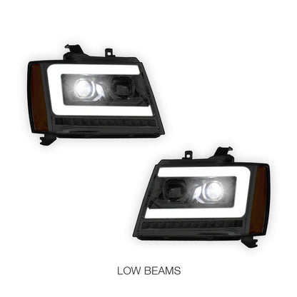 Chevrolet Avalanche LS / LT / LTZ (2007 - 2013) LED DRL Sequential Turn Signal Projector Headlights LH + RH