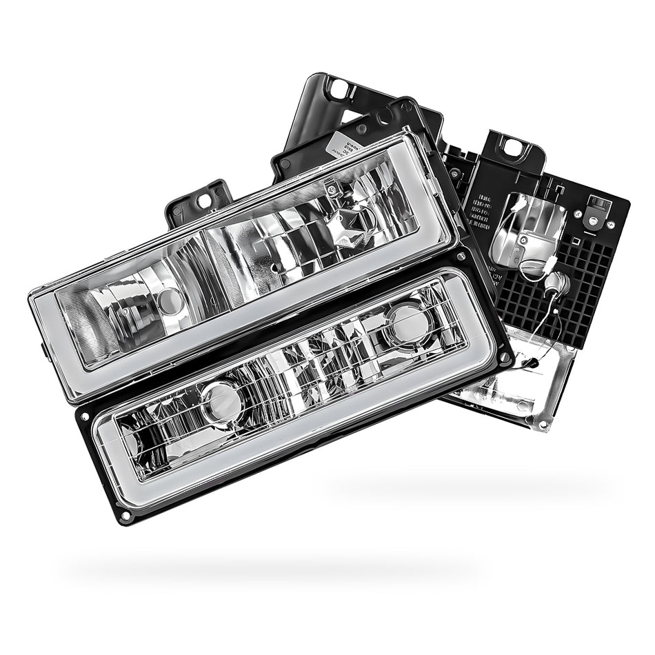 GMC C1500 Suburban SLE / SLT (1992 - 1993) U-LED DRL Replacement Headlights LH + RH