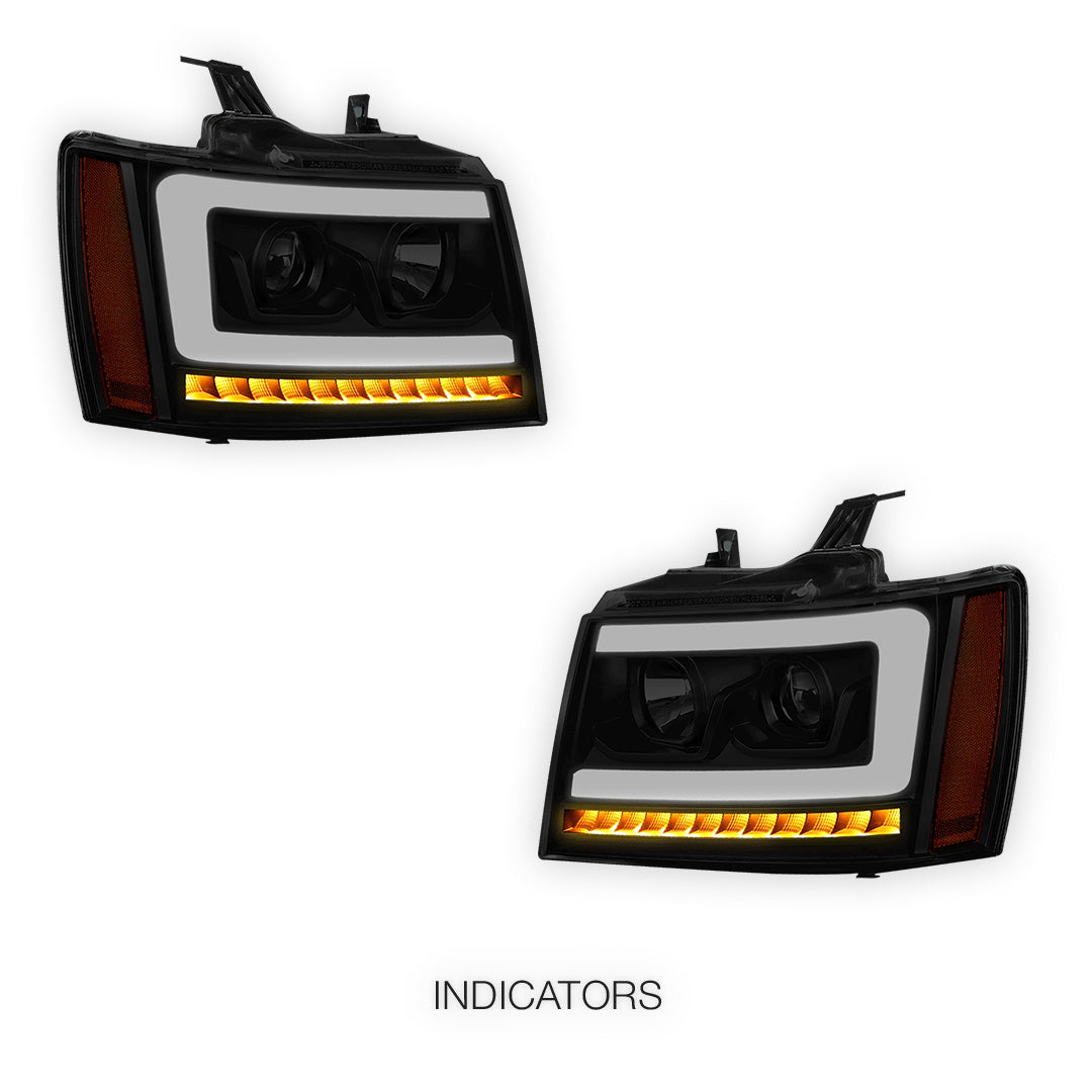 Chevrolet Tahoe LS / LT / LTZ (2007 - 2014) LED DRL Sequential Turn Signal Projector Headlights LH + RH
