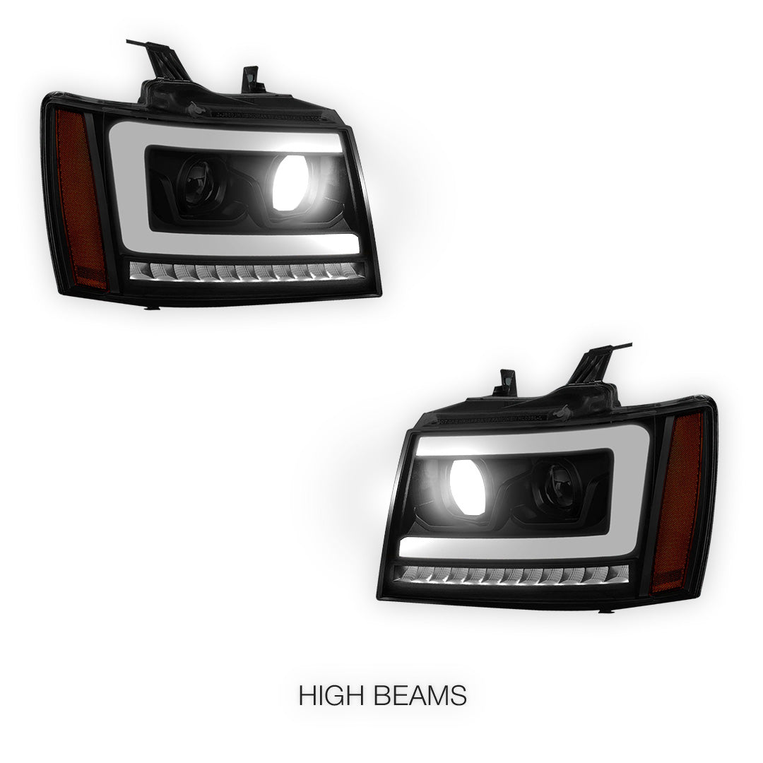 Chevrolet Tahoe LS / LT / LTZ (2007 - 2014) LED DRL Sequential Turn Signal Projector Headlights LH + RH