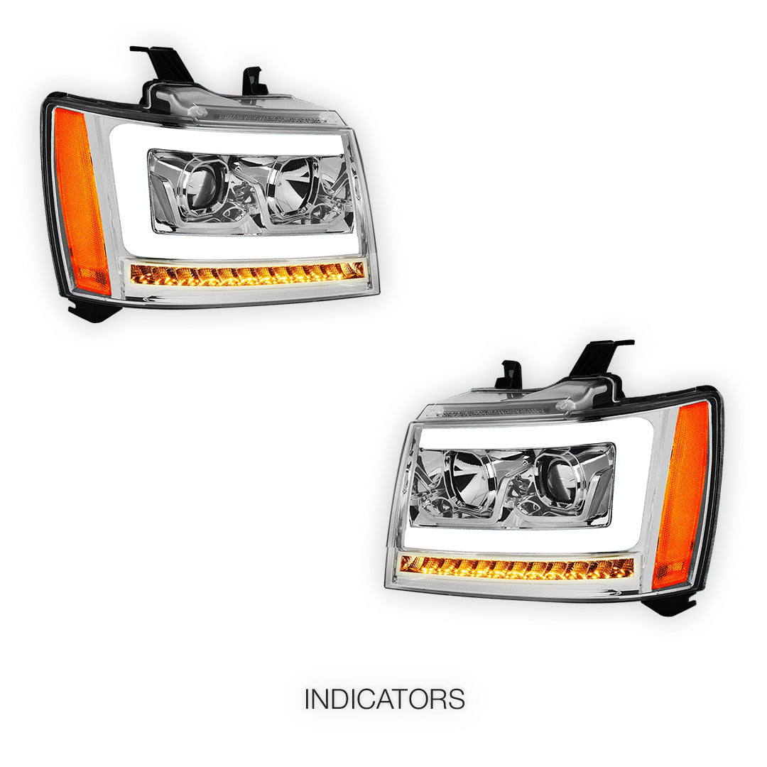 Chevrolet Tahoe LS / LT / LTZ (2007 - 2014) LED DRL Sequential Turn Signal Projector Headlights LH + RH