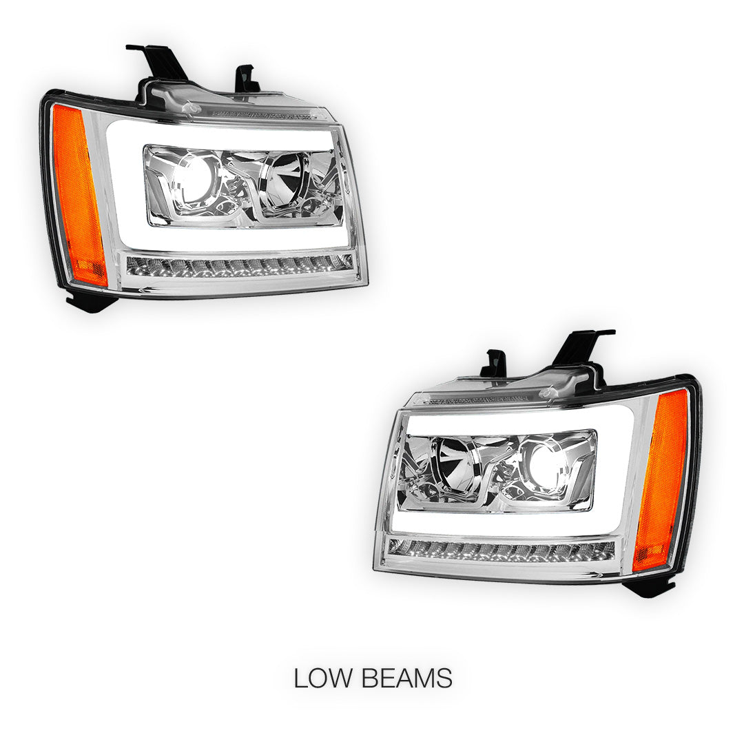 Chevrolet Tahoe LS / LT / LTZ (2007 - 2014) LED DRL Sequential Turn Signal Projector Headlights LH + RH