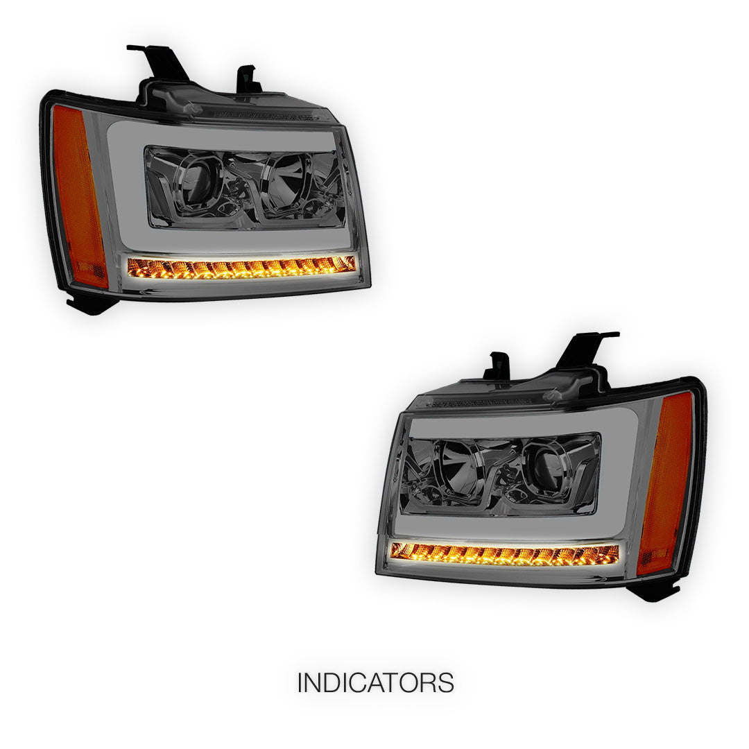 Chevrolet Tahoe LS / LT / LTZ (2007 - 2014) LED DRL Sequential Turn Signal Projector Headlights LH + RH