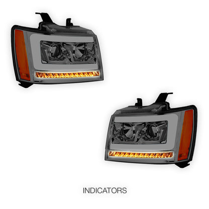 Chevrolet Tahoe LS / LT / LTZ (2007 - 2014) LED DRL Sequential Turn Signal Projector Headlights LH + RH
