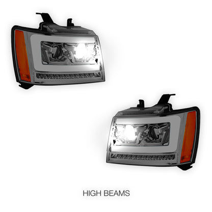 Chevrolet Tahoe LS / LT / LTZ (2007 - 2014) LED DRL Sequential Turn Signal Projector Headlights LH + RH