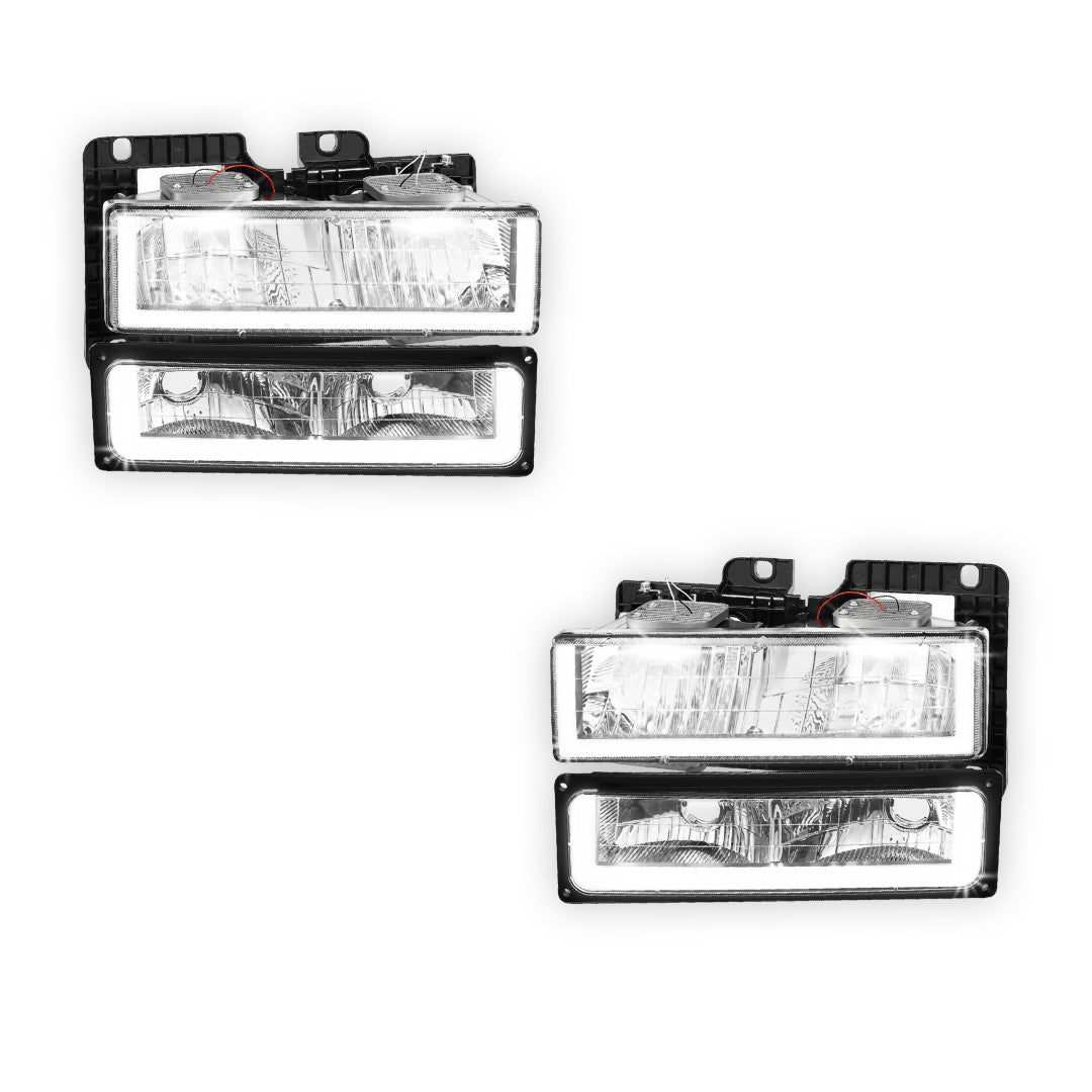 GMC K2500 Suburban SLE / SLT (1992 - 1993) U-LED DRL Replacement Headlights LH + RH
