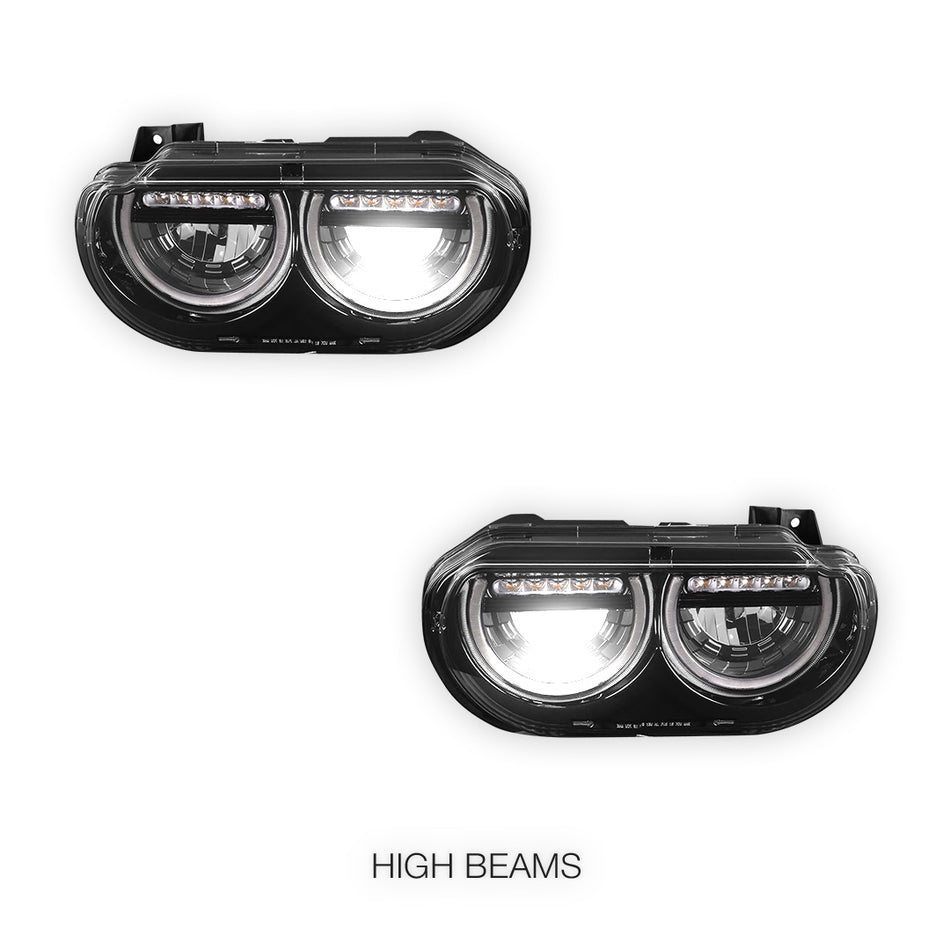 Dodge Challenger (2008 - 2014) LED DRL Sequential Turn Signal Headlights LH + RH