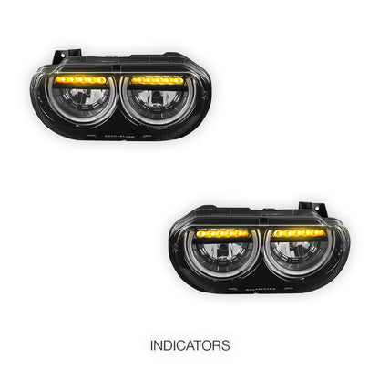 Dodge Challenger (2008 - 2014) LED DRL Sequential Turn Signal Headlights LH + RH
