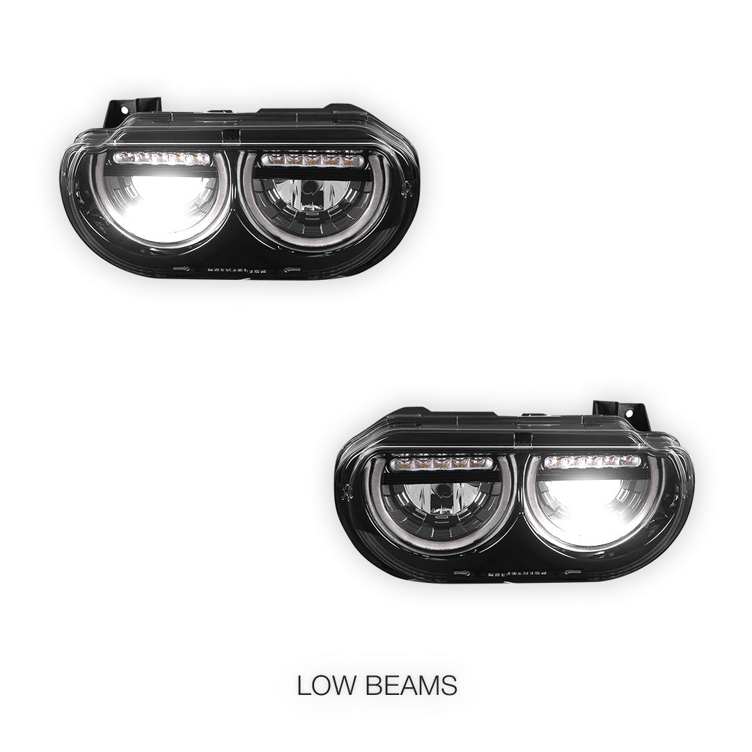 Dodge Challenger (2008 - 2014) LED DRL Sequential Turn Signal Headlights LH + RH