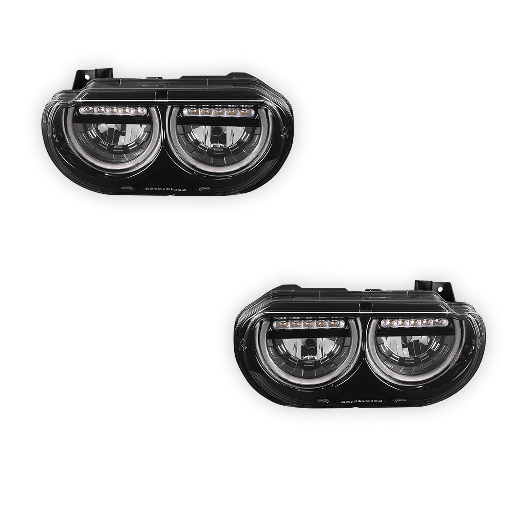 Dodge Challenger (2008 - 2014) LED DRL Sequential Turn Signal Headlights LH + RH