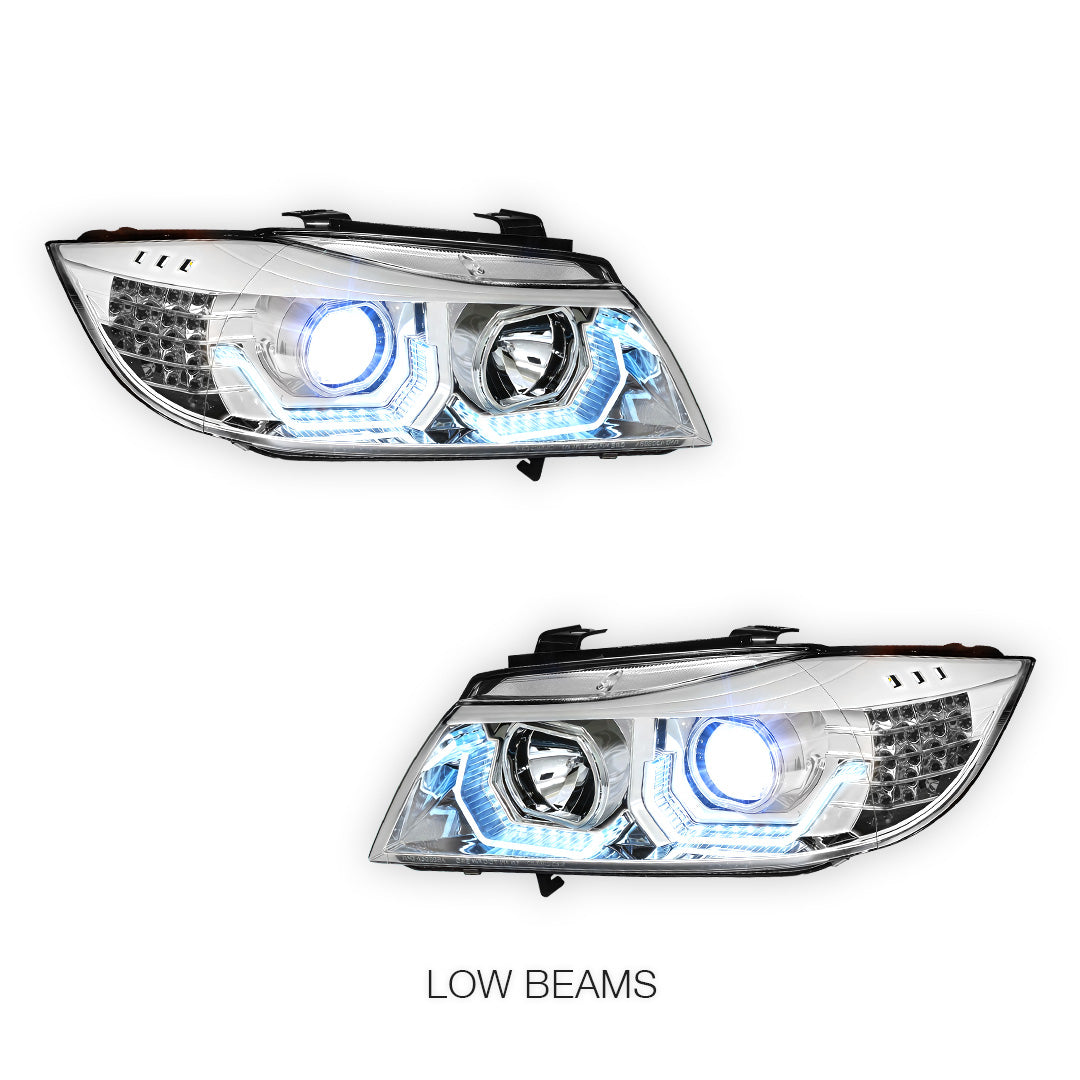 BMW 3-Series E90 (2009 - 2012) LED 3D Crystal U-Halo Headlights LH + RH