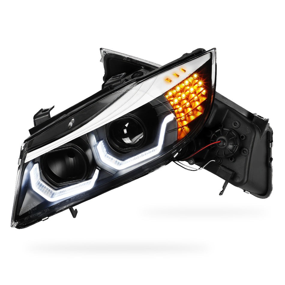 BMW 3-Series E90 (2009 - 2012) 3D LED DRL Sequential Turn Signal Projector Headlights LH + RH