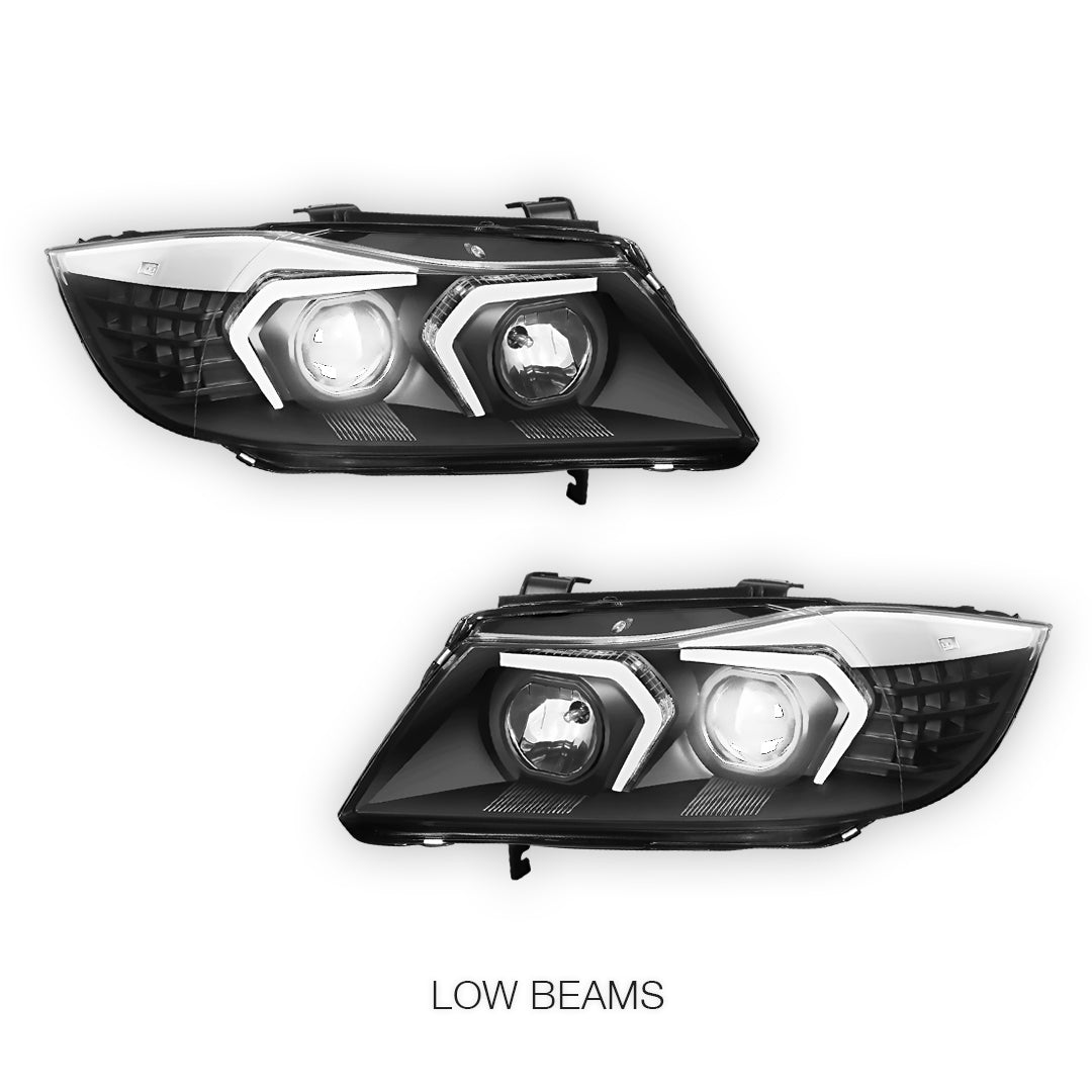 BMW 3-Series E90 (2009 - 2012) LED DRL Switchback Turn Signal Projector Headlights LH + RH