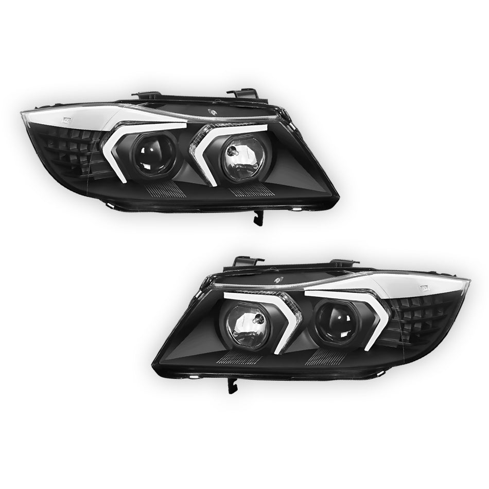 BMW 3-Series E90 (2009 - 2012) LED DRL Switchback Turn Signal Projector Headlights LH + RH