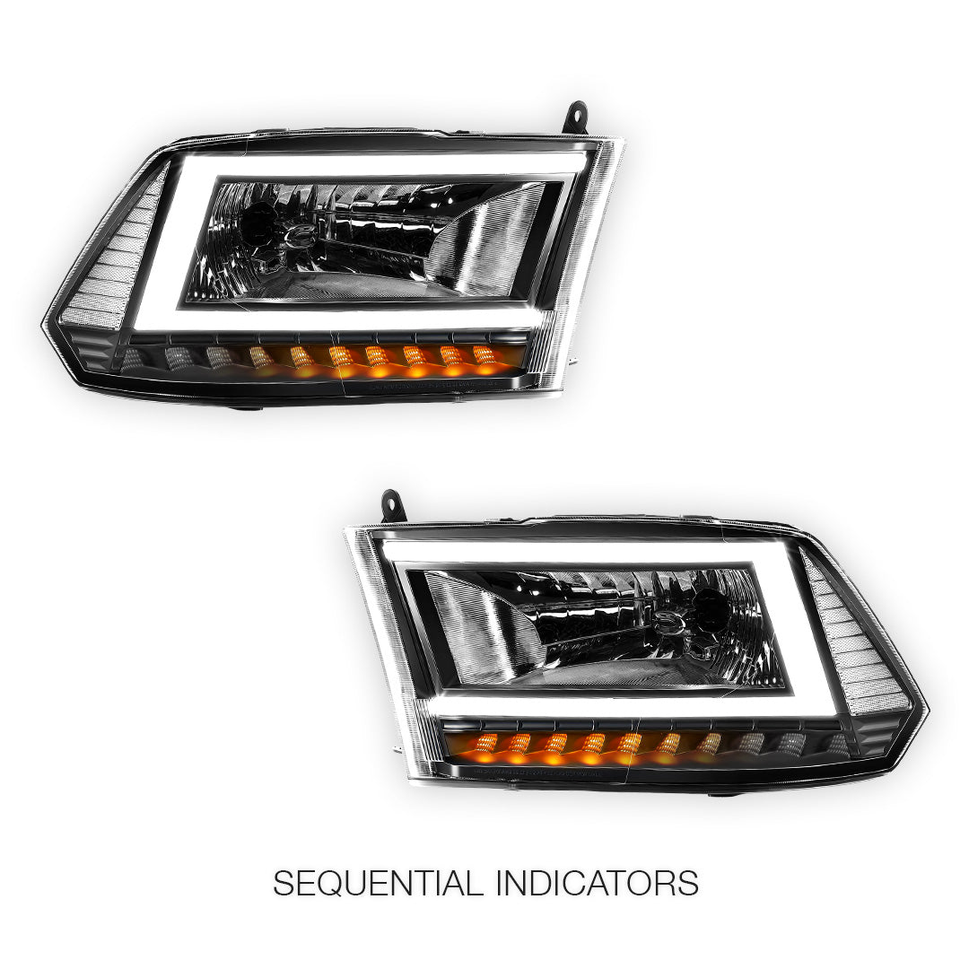 Dodge RAM 1500 (2009 - 2010) C-LED DRL Sequential Signal Headlights LH + RH