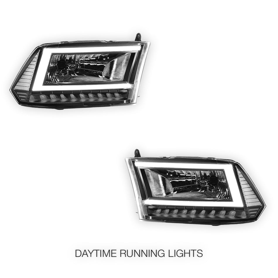 RAM 1500 (2013 - 2018) C-LED DRL Sequential Signal Headlights LH + RH