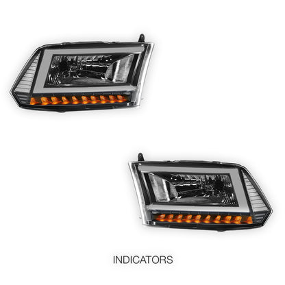 RAM 1500 (2013 - 2018) C-LED DRL Sequential Signal Headlights LH + RH