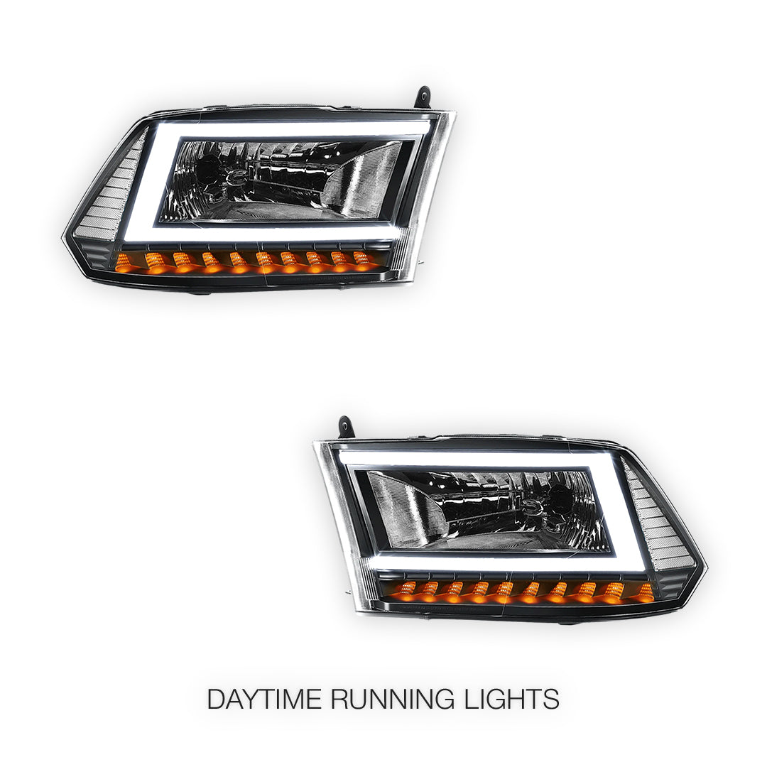 RAM 1500 Classic (2019 - 2024) C-LED DRL Sequential Signal Headlights LH + RH