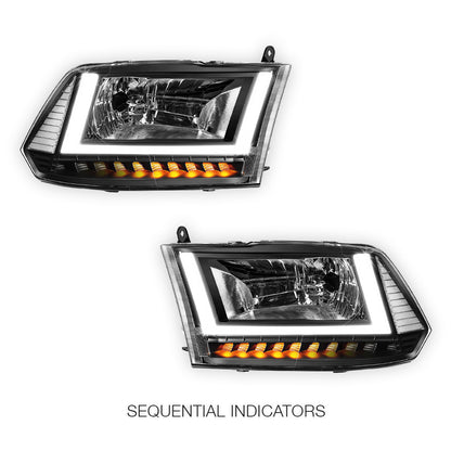 Dodge RAM 1500 (2009 - 2010) U-LED DRL Sequential Signal Headlights LH + RH