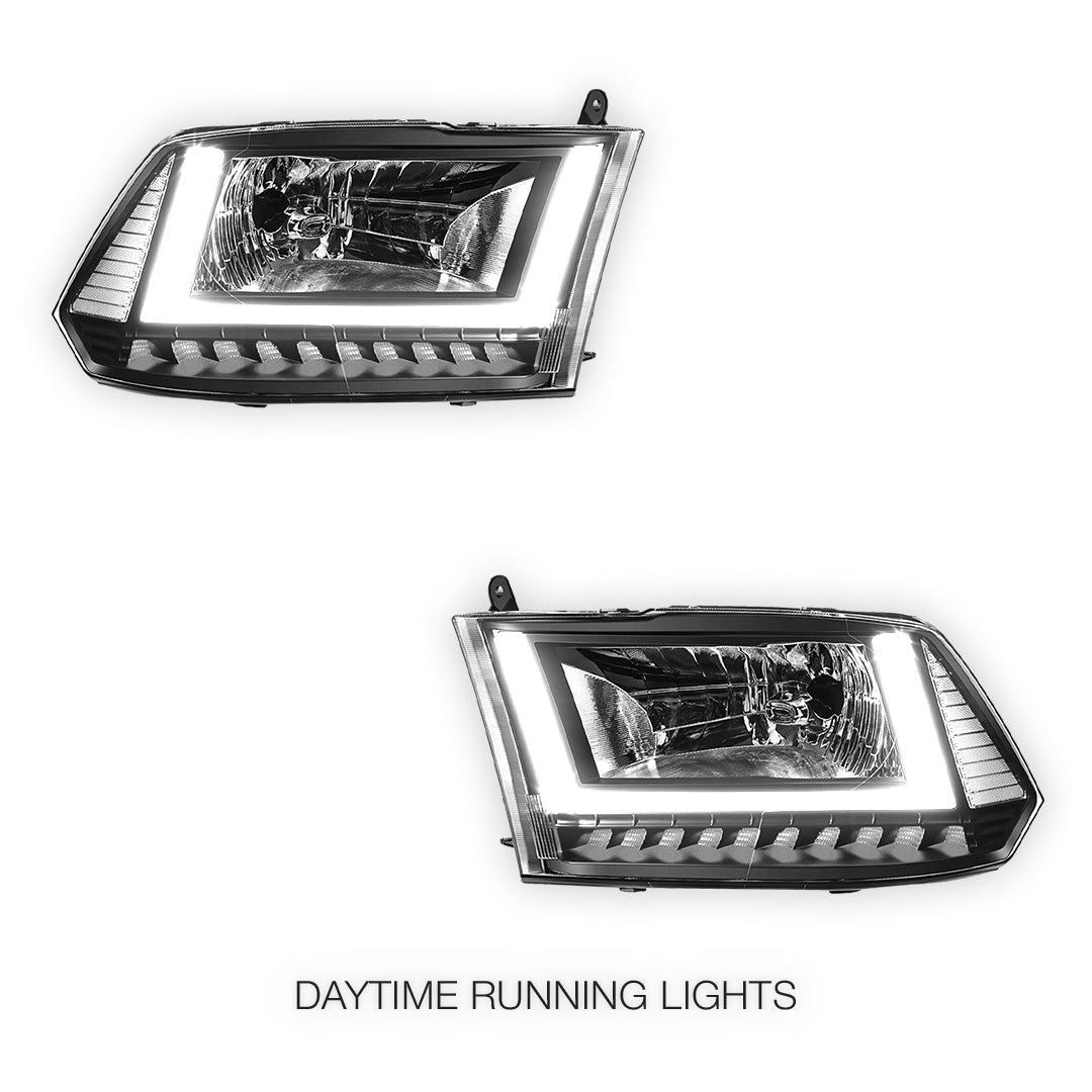 RAM 1500 (2013 - 2018) U-LED DRL Sequential Signal Headlights LH + RH