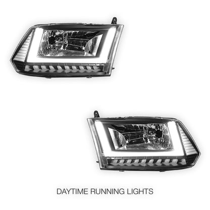RAM 1500 (2013 - 2018) U-LED DRL Sequential Signal Headlights LH + RH