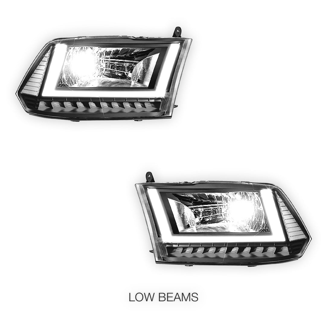 RAM 1500 (2013 - 2018) U-LED DRL Sequential Signal Headlights LH + RH