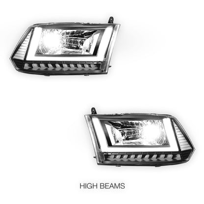 RAM 1500 (2013 - 2018) U-LED DRL Sequential Signal Headlights LH + RH