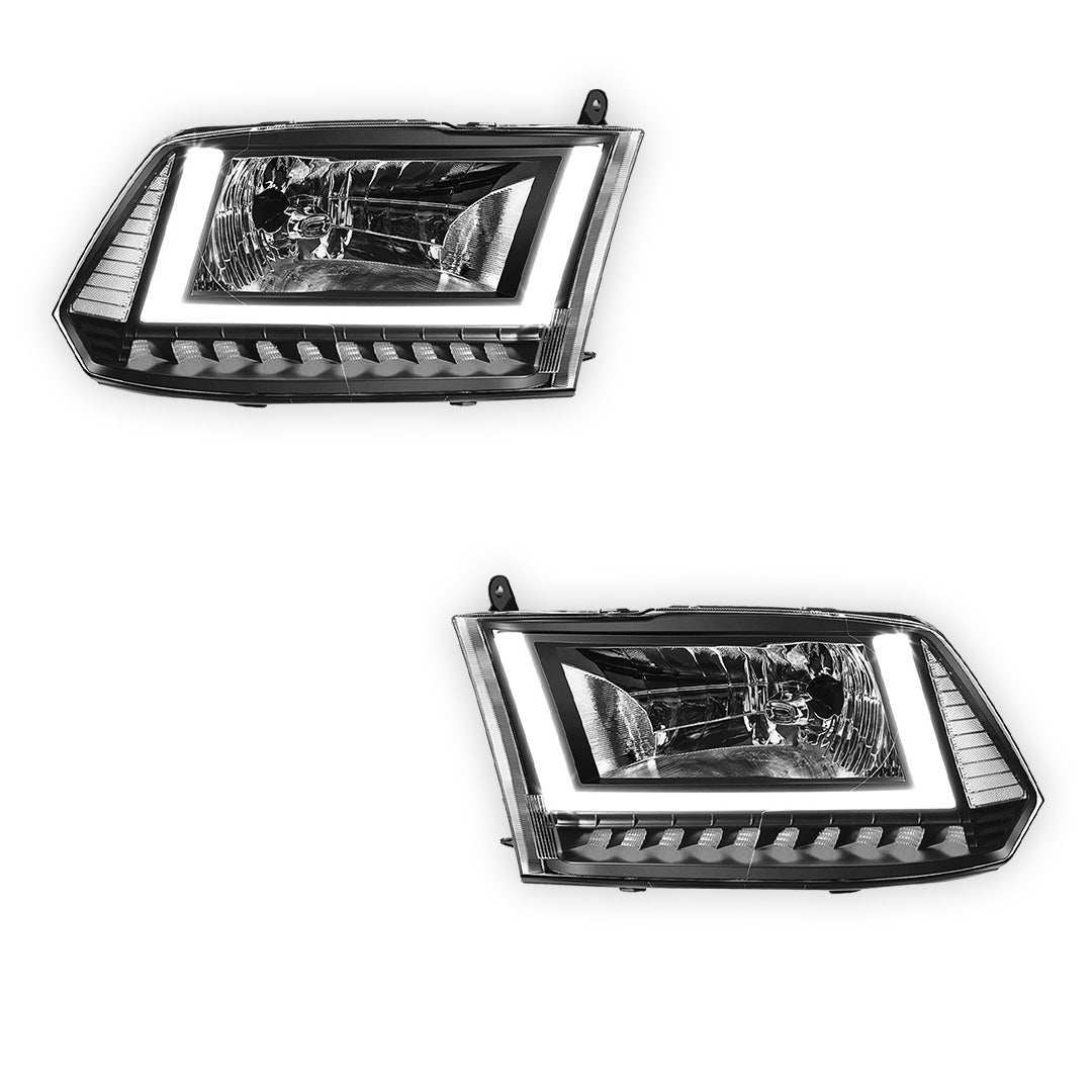 RAM 1500 (2013 - 2018) U-LED DRL Sequential Signal Headlights LH + RH