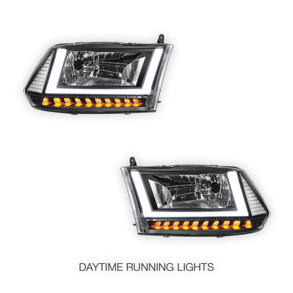 RAM 1500 Classic (2019 - 2024) U-LED DRL Sequential Signal Headlights LH + RH