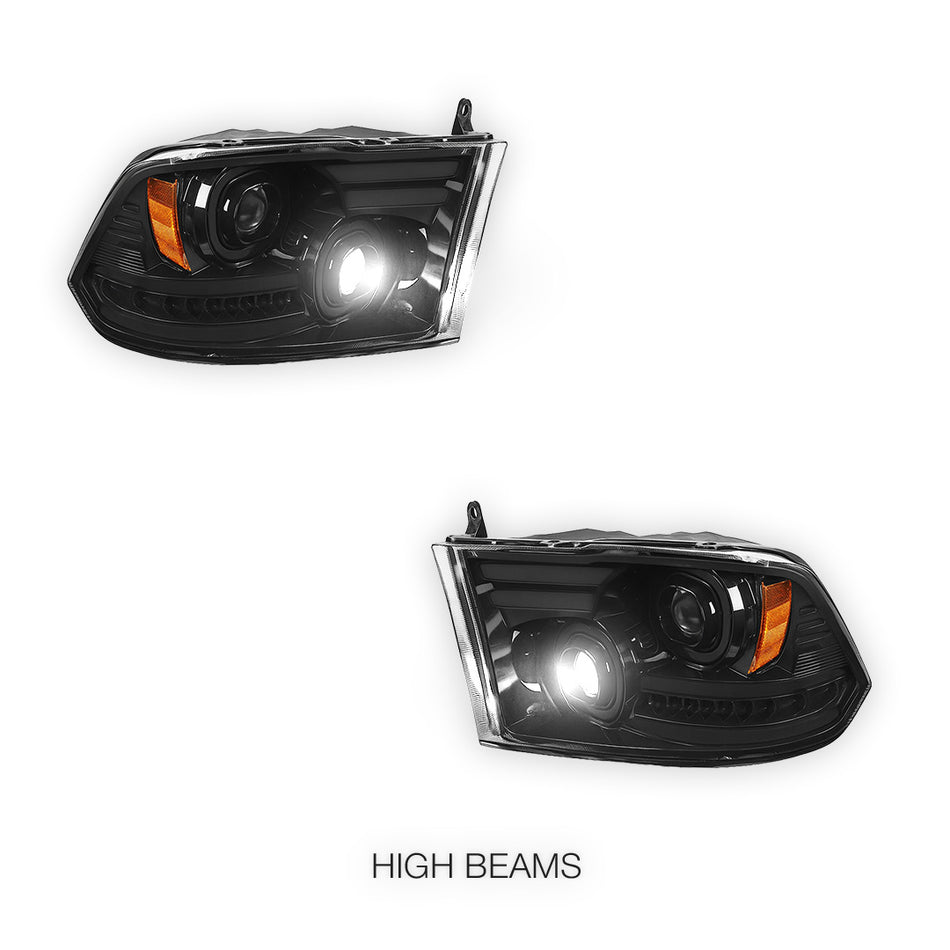 RAM 1500 (2009 - 2018) LED DRL Sequential Signal Projector Headlights LH + RH