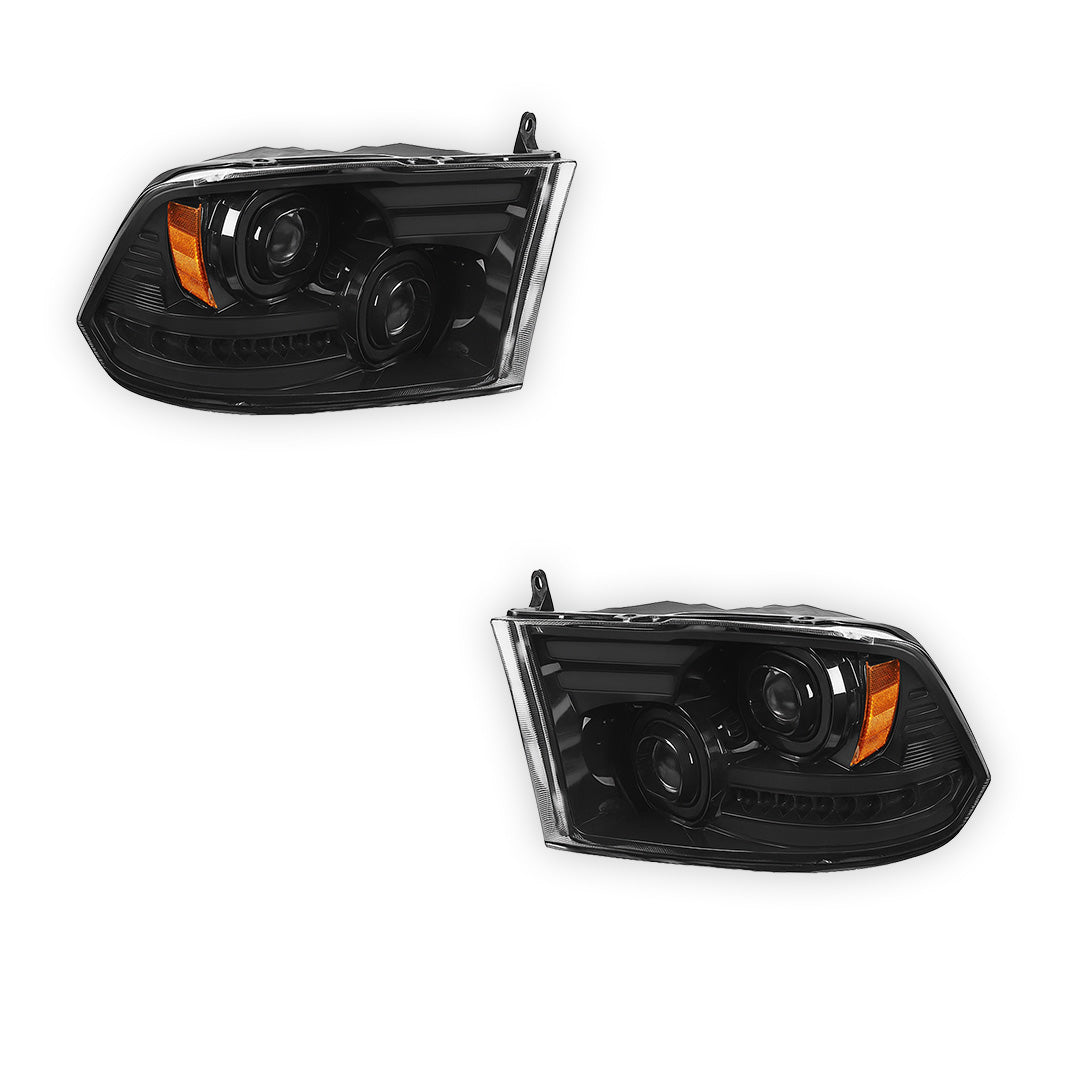 RAM 1500 (2009 - 2018) LED DRL Sequential Signal Projector Headlights LH + RH