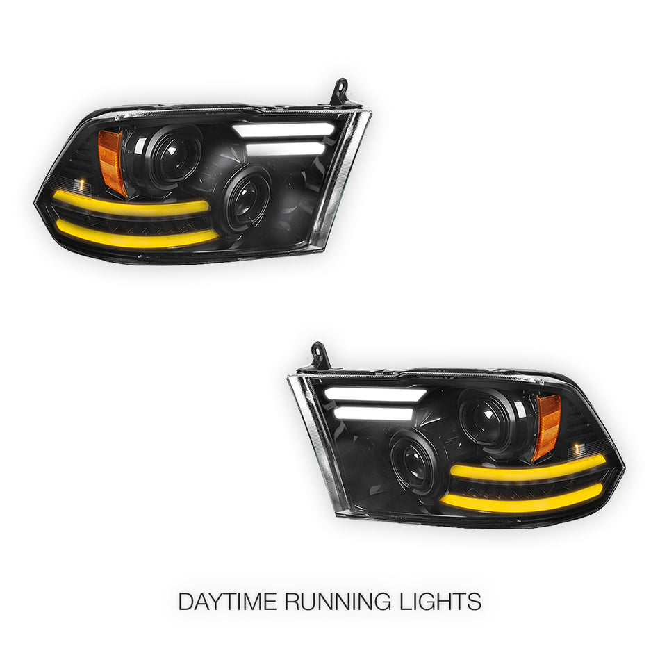 RAM 3500 (2010 - 2018) LED DRL Sequential Signal Projector Headlights LH + RH