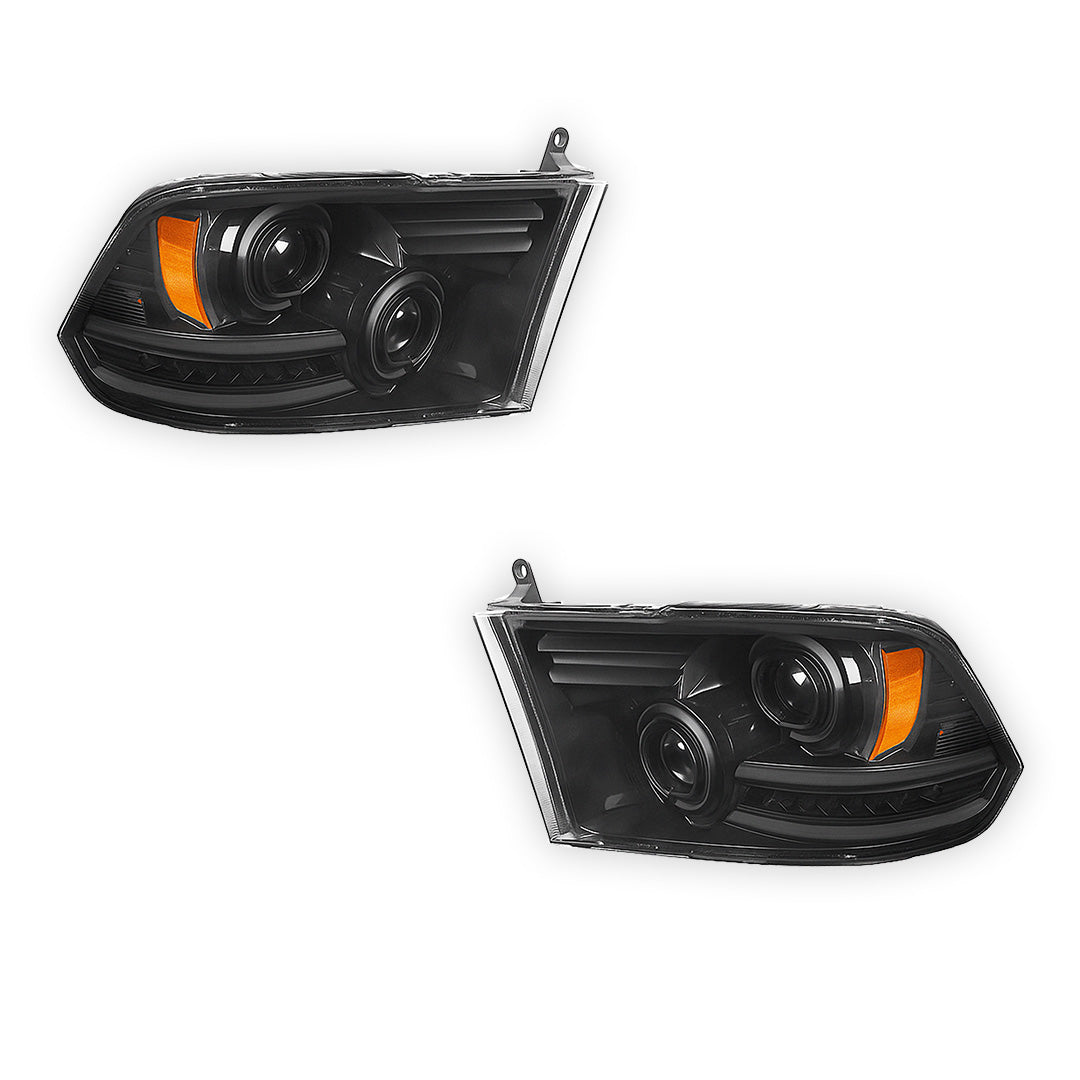 RAM 3500 (2010 - 2018) LED DRL Sequential Signal Projector Headlights LH + RH