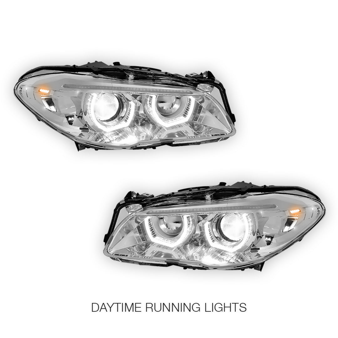BMW 5-Series F10 (2011 - 2013) LED DRL Sequential Turn Signal HID Projector Headlighst LH + RH