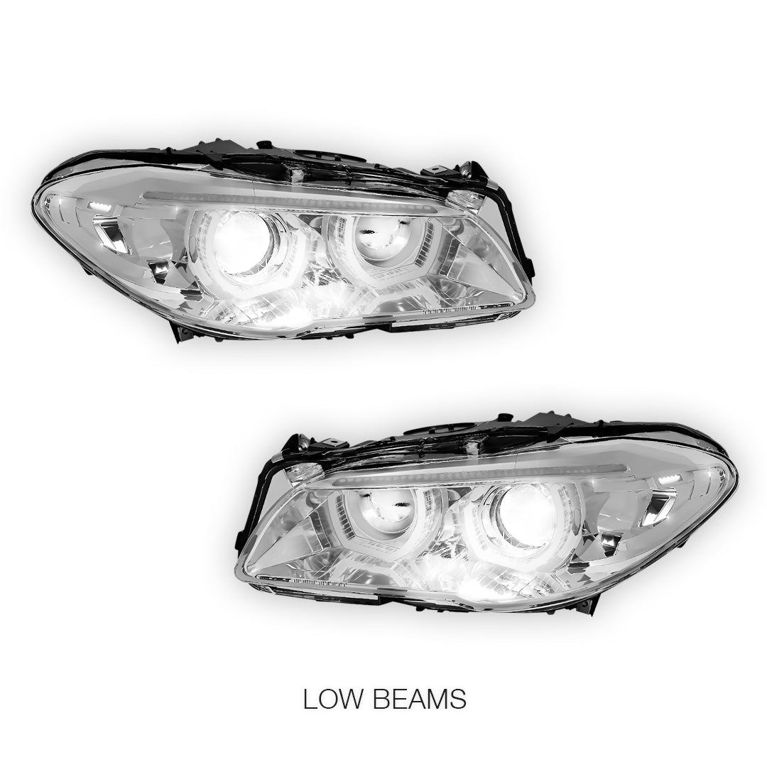 BMW 5-Series F10 (2011 - 2013) LED DRL Sequential Turn Signal HID Projector Headlighst LH + RH