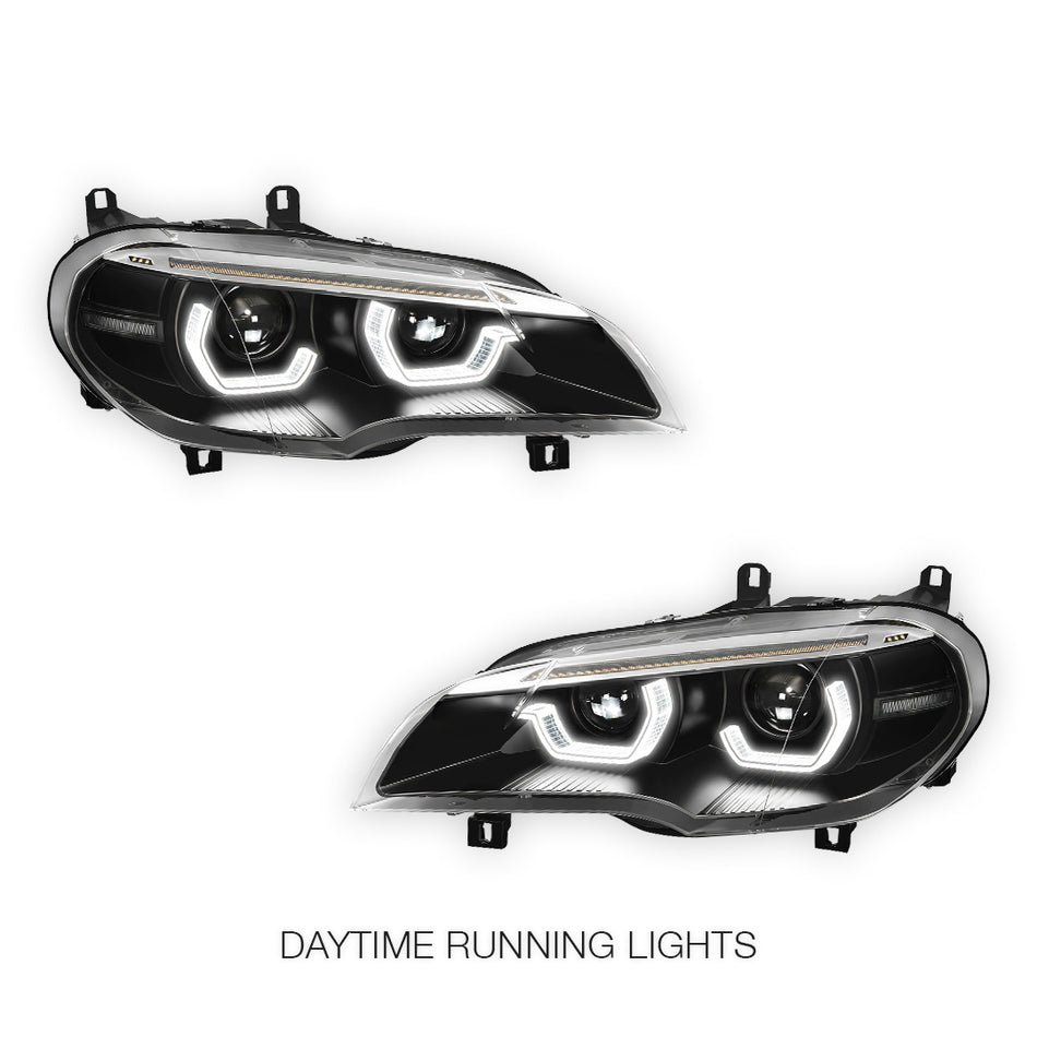 BMW X-Series E70 (2011 - 2013) LED Projector Sequential Headlights LH + RH