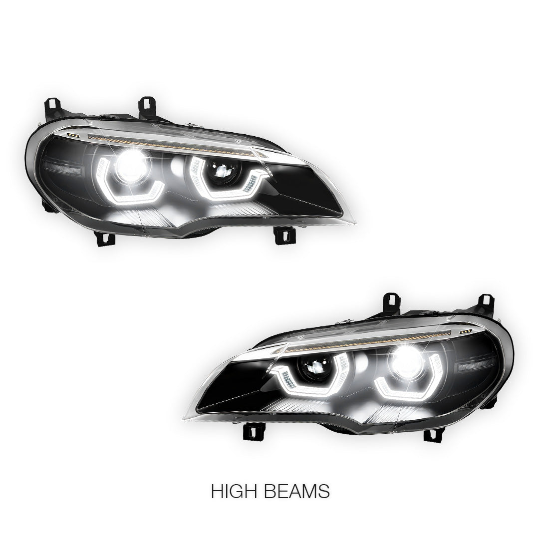 BMW X-Series E70 (2011 - 2013) LED Projector Sequential Headlights LH + RH