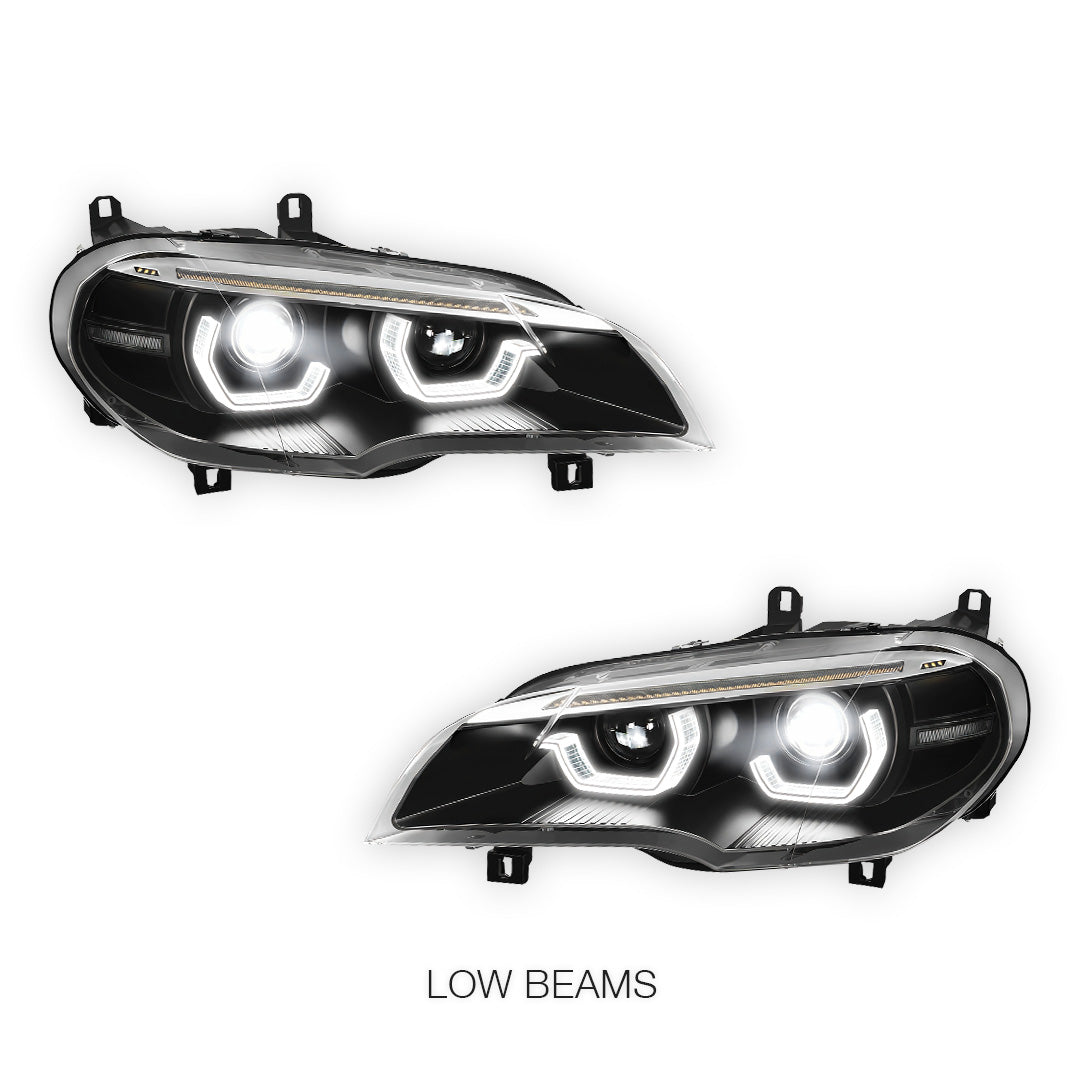 BMW X-Series E70 (2011 - 2013) LED Projector Sequential Headlights LH + RH