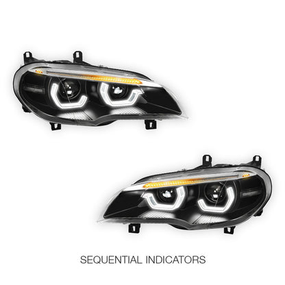 BMW X-Series E70 (2011 - 2013) LED Projector Sequential Headlights LH + RH
