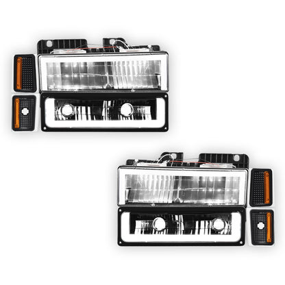 Chevrolet K2500 Suburban Silverado (1992 - 1993) Square-LED DRL Replacement Headlights LH + RH