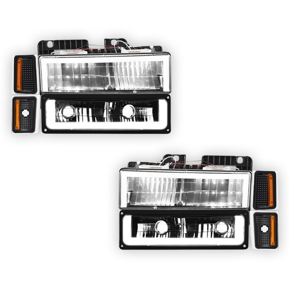 Chevrolet K2500 Suburban Silverado (1992 - 1993) Square-LED DRL Replacement Headlights LH + RH